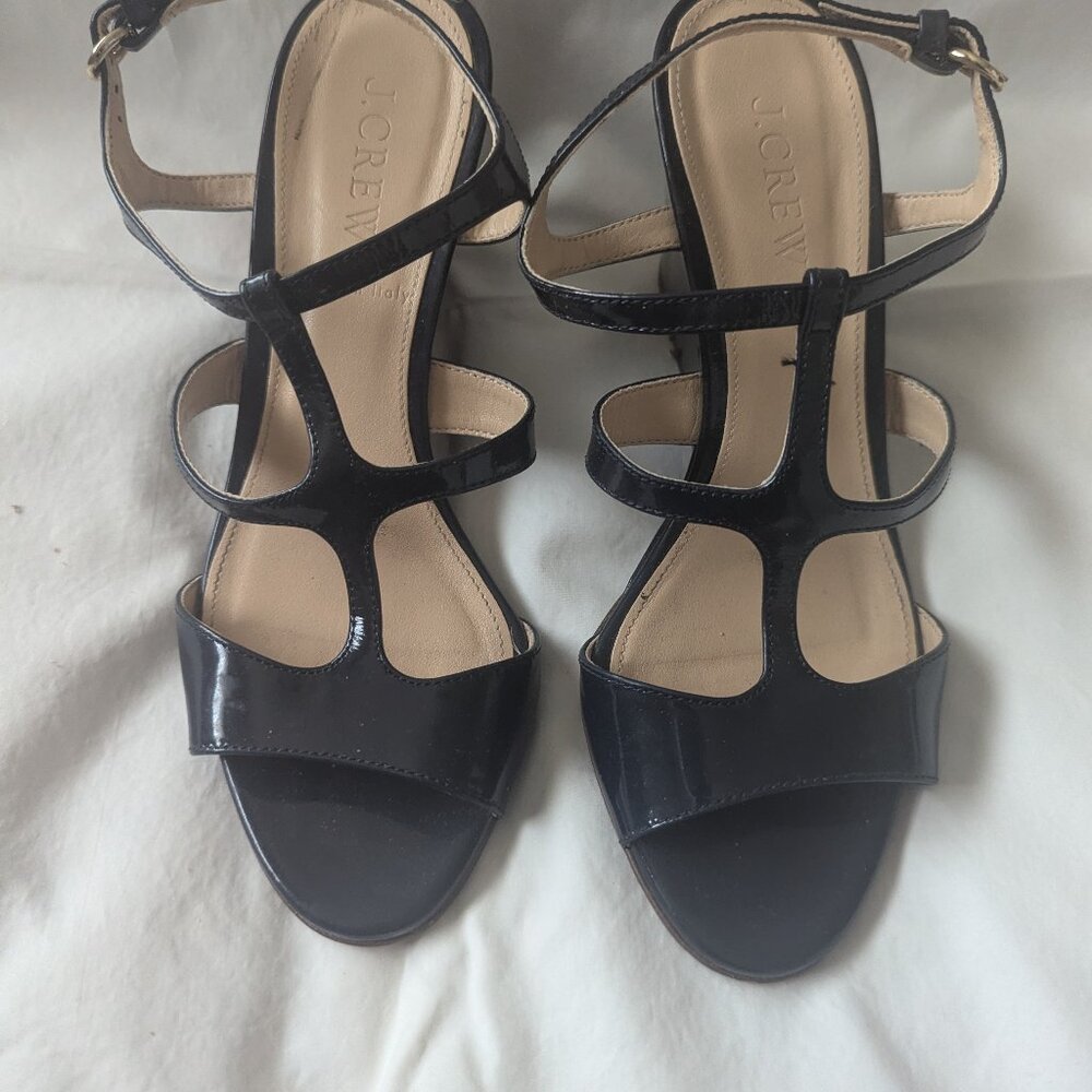 JC Crew Navy Blue Patent Leather Sandals Size 5 M